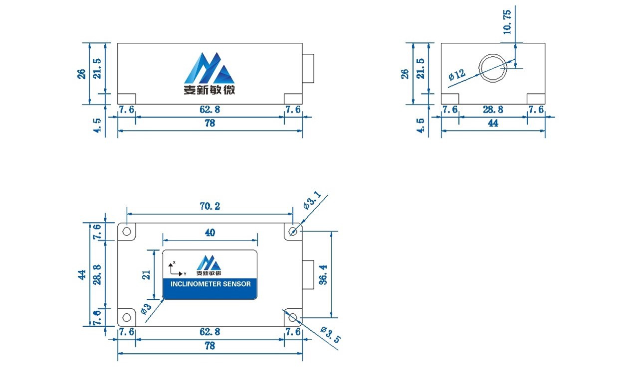 inclination sensors Dimensions