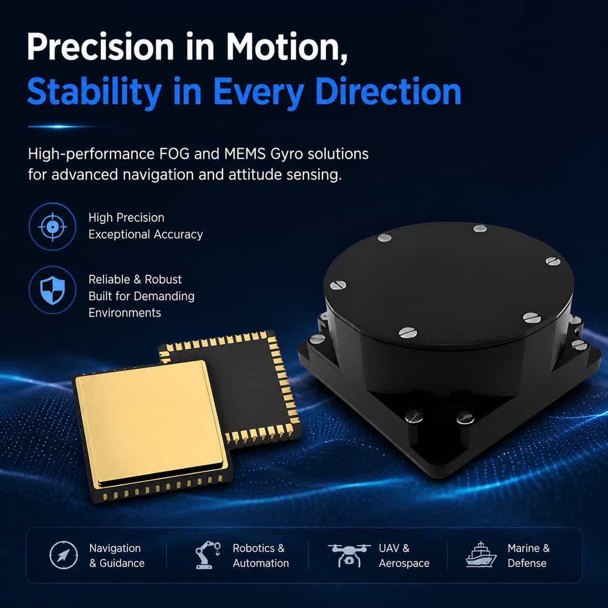 Giroscópio MEMS de nível tático e FOG
